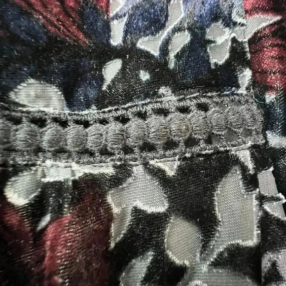 Abercrombie & Fitch Mini Dress S Floral Burnout Lined Black Burgundy Whimsigoth - Picture 8 of 14